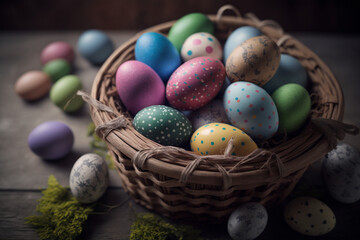 Fototapeta premium easter eggs in a basket
