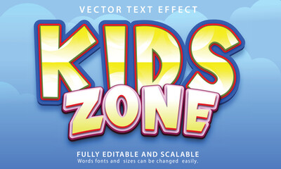 Kids Zone text effect vector file with cute background