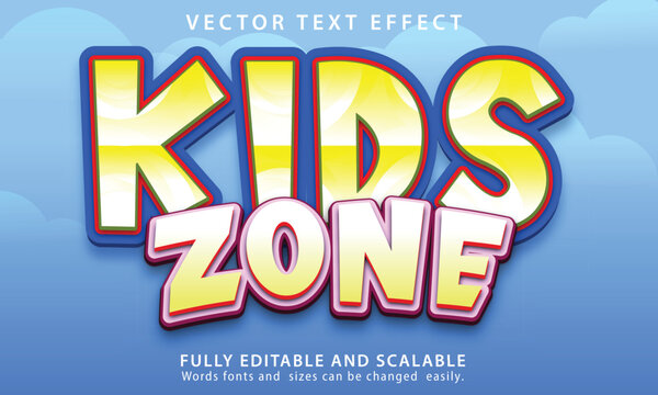Kids Zone text effect vector file with cute background