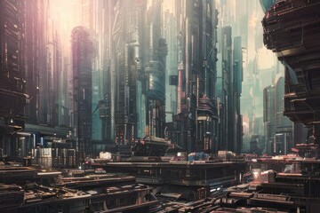 Futuristic Cityscape Cyberpunk Skyscrapers 