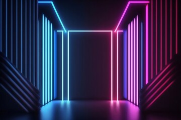 Ultraviolet Neon Lines - Abstract 3D Rendered Minimal Background