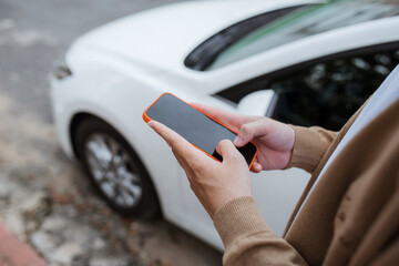 man using mobile smartphone black screen