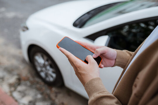 man using mobile smartphone black screen