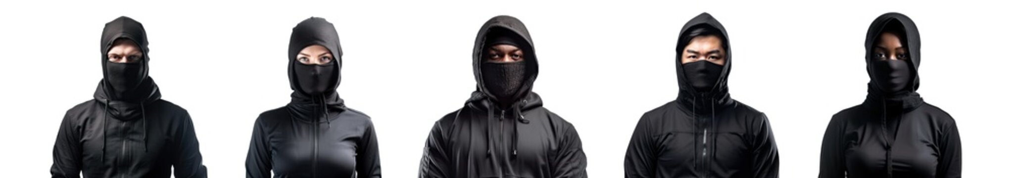 Set of criminals isolated on transparent background - Fictional Person, Generative AI