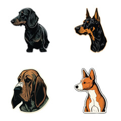 Dogs Flat Icon Set Isolated On White Background