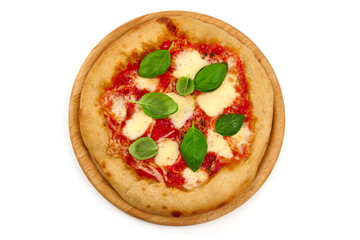 Pizza napoletana, italian traditional cuisine, isolated on white background.