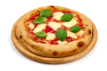 Pizza napoletana, italian traditional cuisine, isolated on white background.