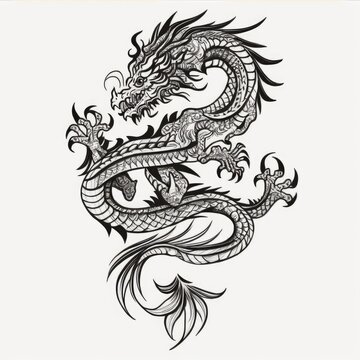 chinese dragon on white background tattoo