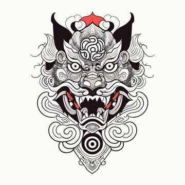 tribal skull tattoo dragon illustration