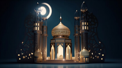 Fototapeta na wymiar Islamic holiday background. Illustration Generative AI
