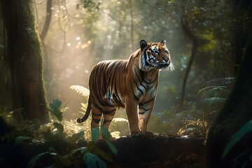 Painting of a Tiger in a jungle | Animal illustrations/backgrounds/wallpapers |