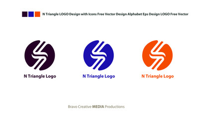 N Triangle LOGO Design with Icons Free Vector Design Alphabet Eps Design LOGO Free Vector