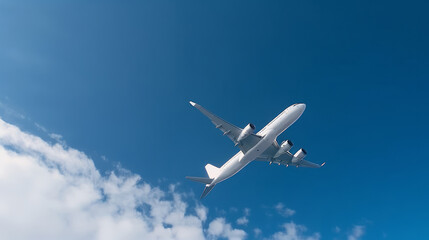 Fototapeta na wymiar Airplane against sky background. Illustration AI Generative.