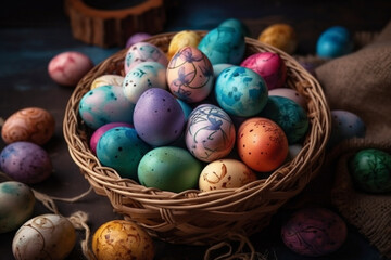 Fototapeta na wymiar Colorful easter eggs Generative AI