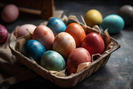 Colorful easter eggs  Generative AI