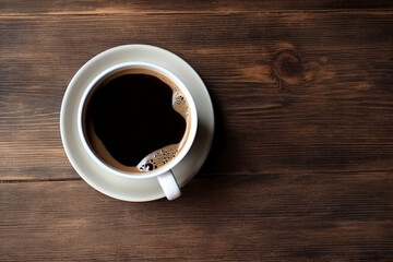 top view of a cup of coffee on the table. generate ai