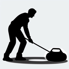 curling, silhouette, cleaning, woman, illustration, golf, sport, cleaner, person, boy, people, scooter, vacuum, ball, business, worker, child, black, work, golfer, men, cgenerated ai