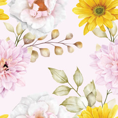 floral summer seamless pattern illustration