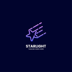 Vector Logo Illustration Starlight Line Art Gradient Style.