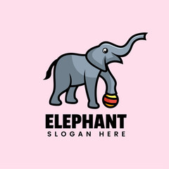 Obraz premium Vector Logo Illustration Elephant Cartoon Style.