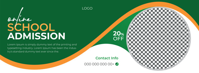 School Admission Registration Social Media Web Banner Post Design Template for School, College, University