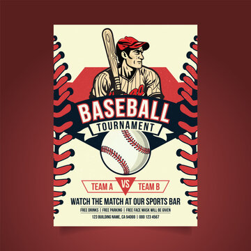 Baseball tournament vintage poster design Vector Image