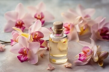 Obraz na płótnie Canvas Perfume aroma from soft orchids flower. Generative AI