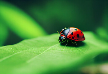 Fototapeta premium Tiny Marvel: A Ladybug on a Blade of Grass