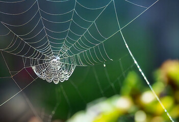 Intricate Weaving: A Spiderweb in the Morning Dew