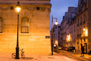 Paris street at the evening