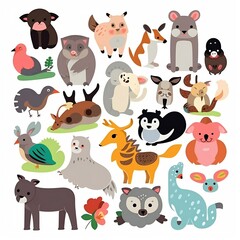 Set of animals, sticker.