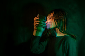 Abstract experimental dark mood portrait