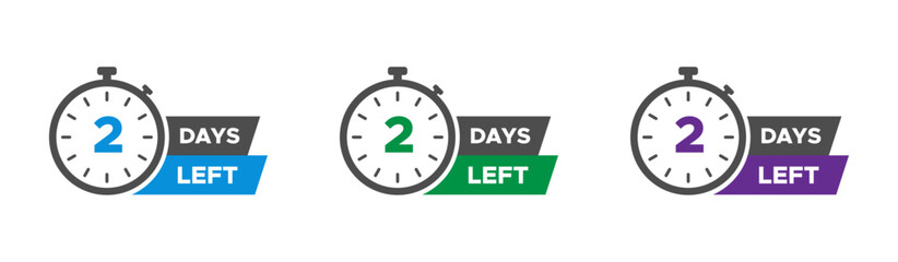 2 days left vector icons set
