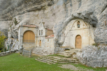 Hermitages carved into the limestone rock of Ojo Guareña, Burgos, Castile and Leon