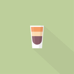 B-52 cocktail, Duck Fart strong sweet shot on coffee liqueur with the addition of irish cream and triple sec, simplified vector illustration in flat and vintage style