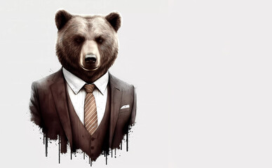 Fototapeta premium Bear in a business suit on a white background. created by AI
