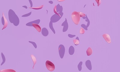Pink petals fall. 3d rendering