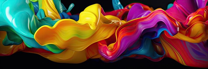 colorful modern abstract flowing paint banner background (generative ai)