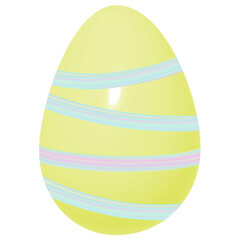 Yellow 3D Easter Egg with Iridescent Stripes