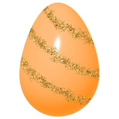 Orange 3D Easter Egg with Gold Glitter Stripes