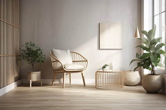 Scandinavian interior wall mock up. Generative AI