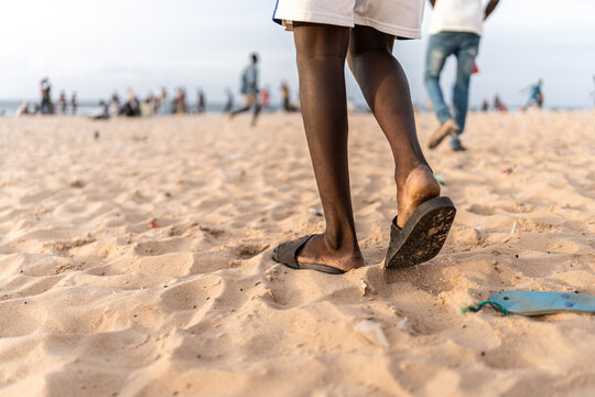 Man walking on the beach  in Senegal