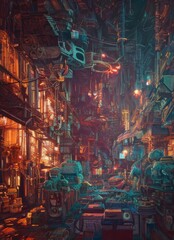 Cyberpunk Cityscape City Lights
