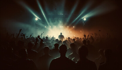 Fototapeta na wymiar Club Party Crowd with RGB Lights - Wallpaper and Background Design