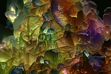macro magnification of Olivine Crystals interference (generative ai)