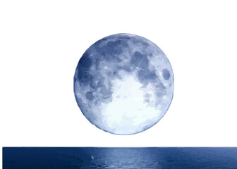 Moon Over Ocean Vector