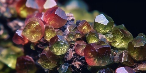 Fototapeta na wymiar magnification of abundant Olivine Crystals (generative ai)