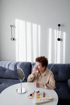 Senior Woman Morning Makeup Routine