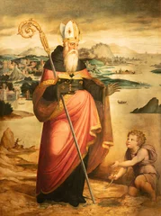Poster GENOVA, ITALY - MARCH 7, 2023: The painting of St. Augustine in the church Chiesa di Francesco da Paola Chiesa di Francesco da Paola by Ottavio Semino (1530  – 1604). © Renáta Sedmáková