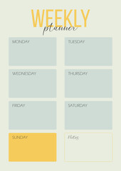 weekly planner for notebook notes diary